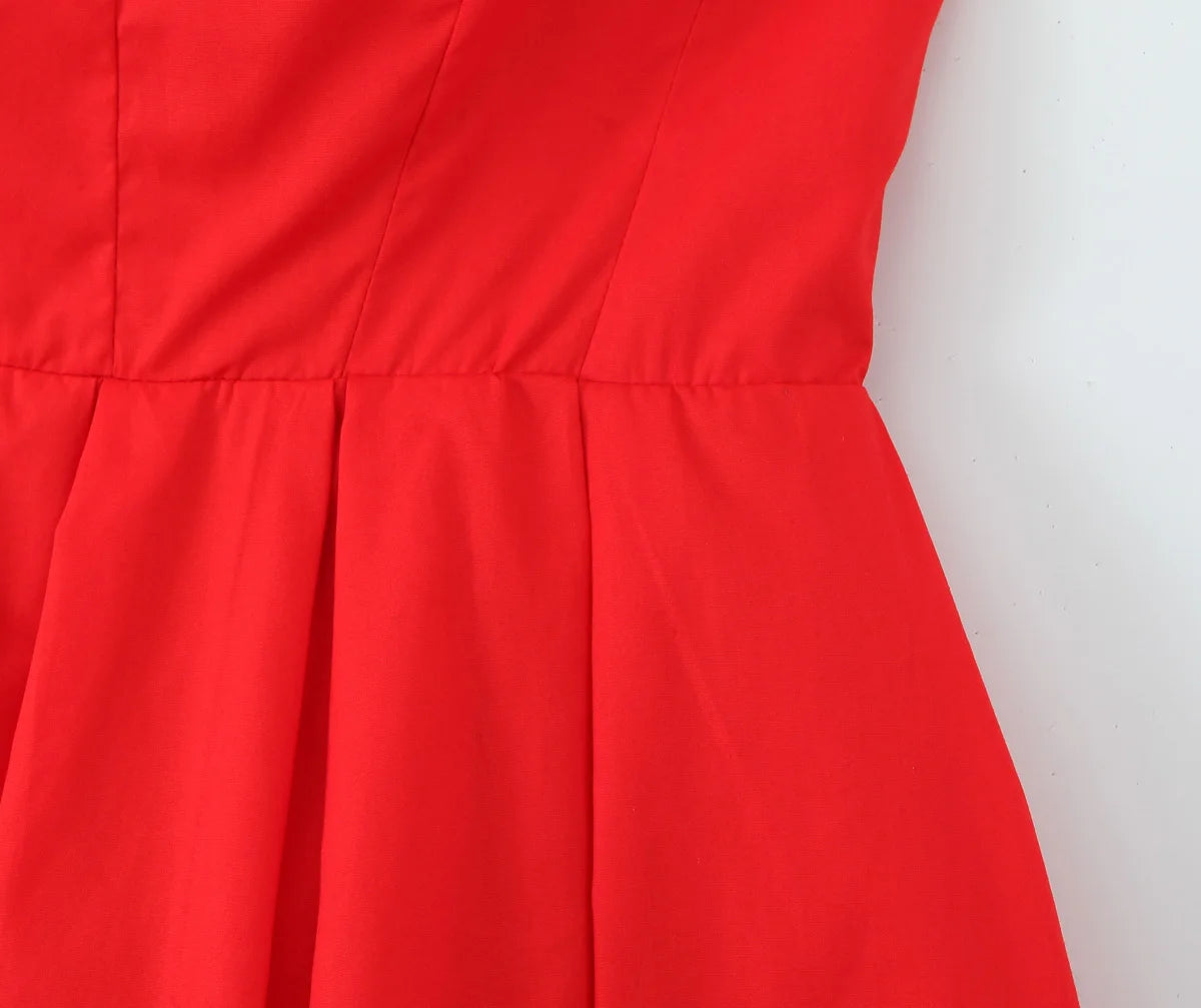 Pleated Hem Red Strapless Mini Dress - Elegant Party & Birthday Dress