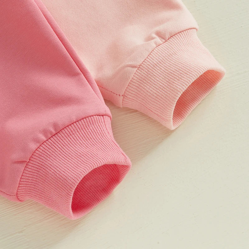 0-5Y Kids Girls Birthday Clothes Set Colour Patchwork Long Sleeve Letter Print Sweatshirt with Pants