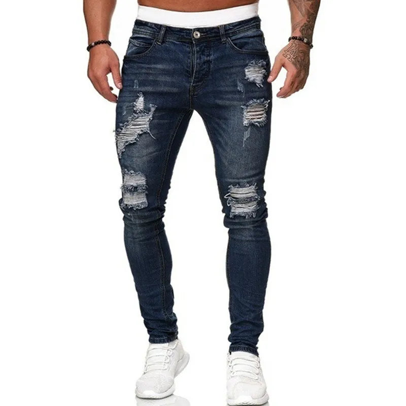 Men's Ripped Stretch Skinny Distressed Jeans