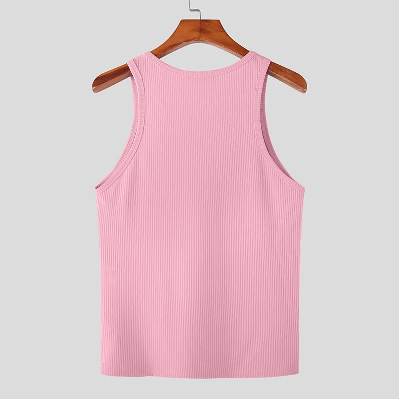 Men's Tank Top Solid Colour Round Neck Sleeveless Summer Vest