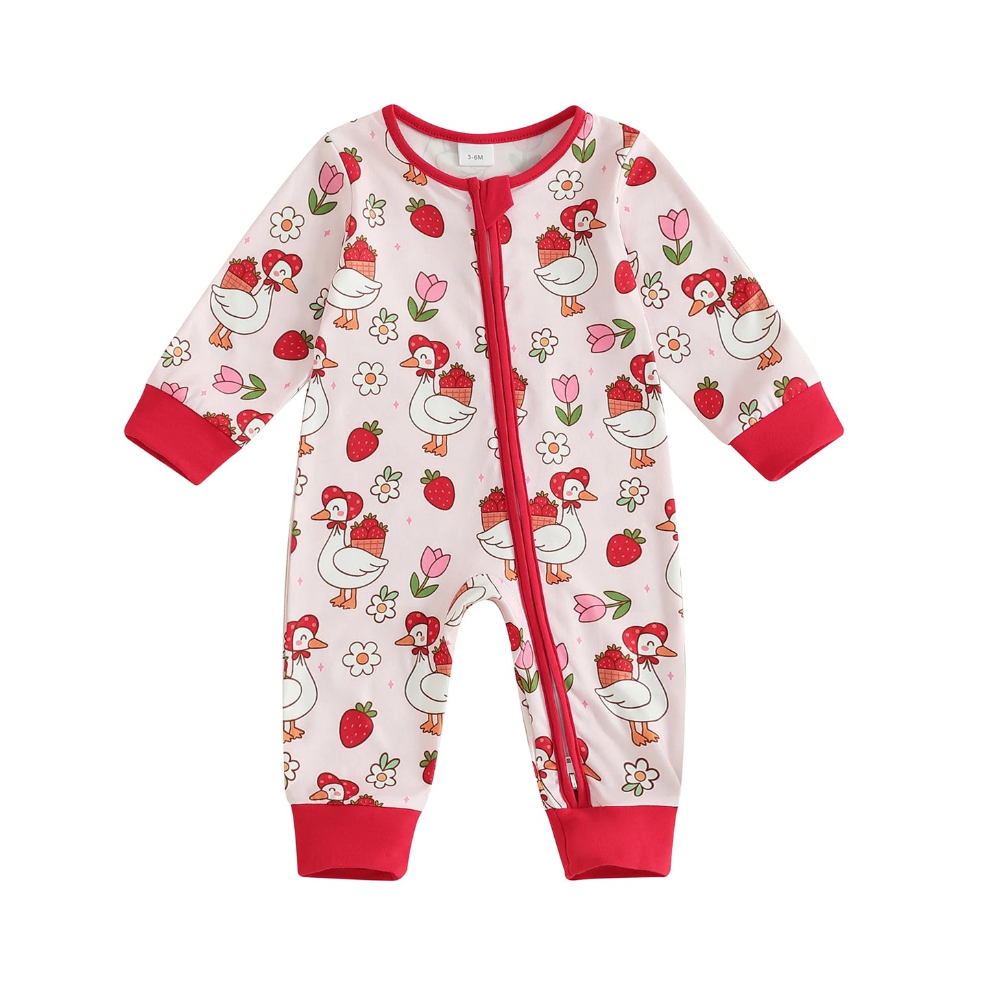 Baby Animal Print Romper - Long Sleeve Zipper Jumpsuit for Autumn Winter (0-18M)