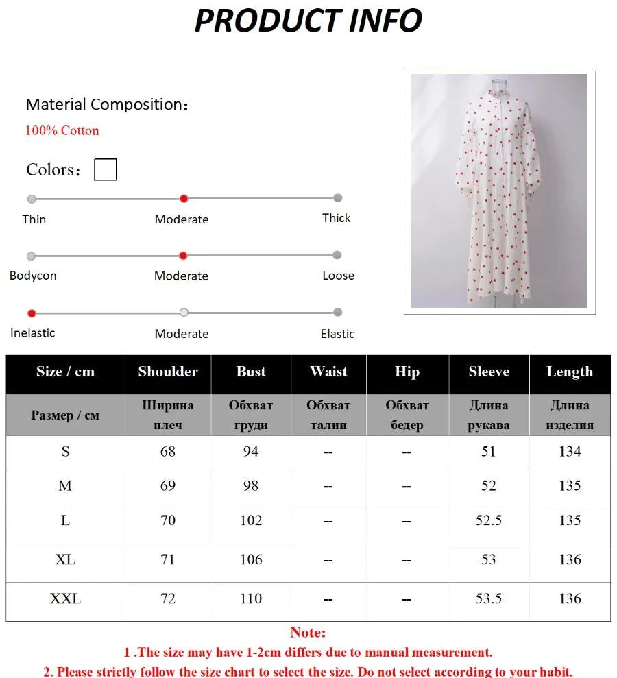 Women's Jacquard Heart Print Long Sleeve Loose Dress