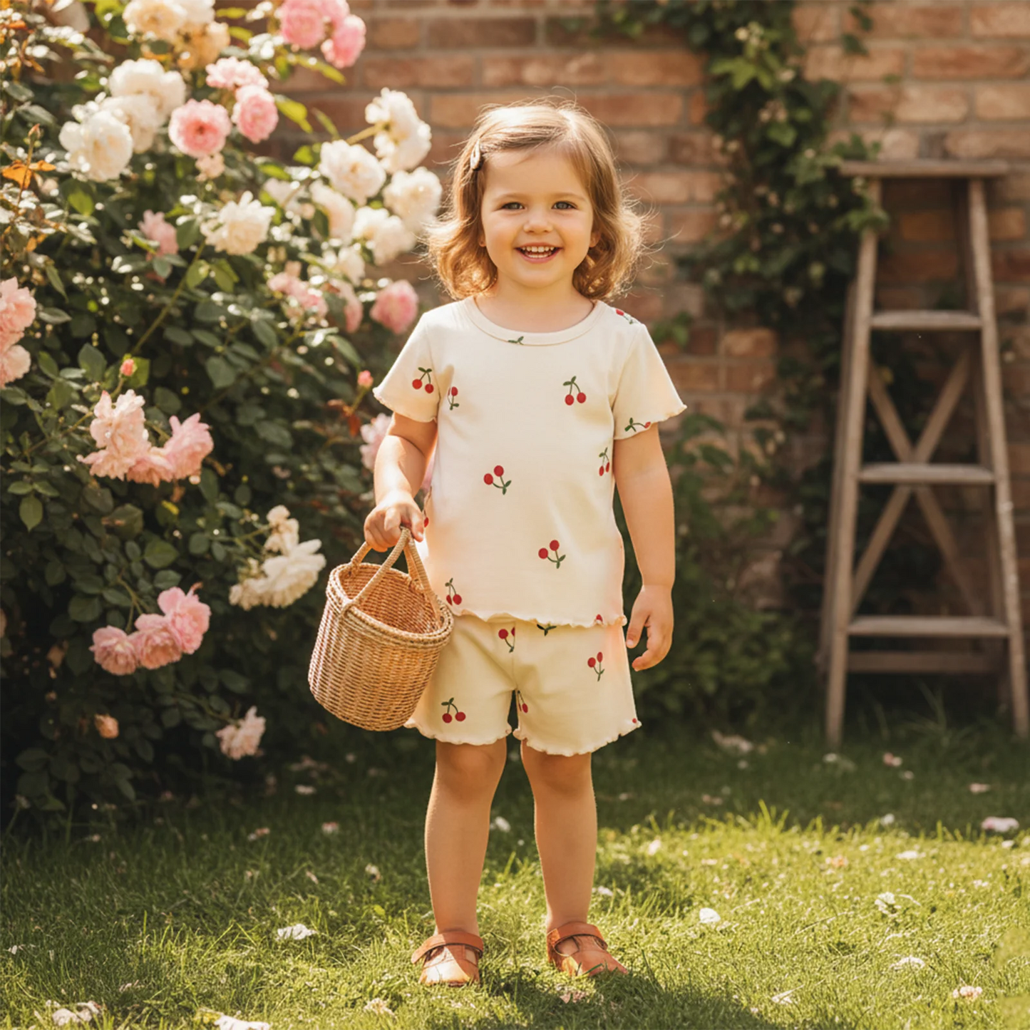 Baby Girls' Cherry Print Top & Shorts Set