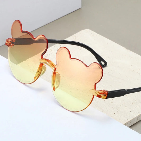 Children's 1/12 Pairs Cute Bear Shaped Rimless Sunglasses