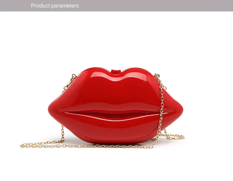 Women's Shoulder Bags Clutch Red Lips Acrylic Crossbody Bag