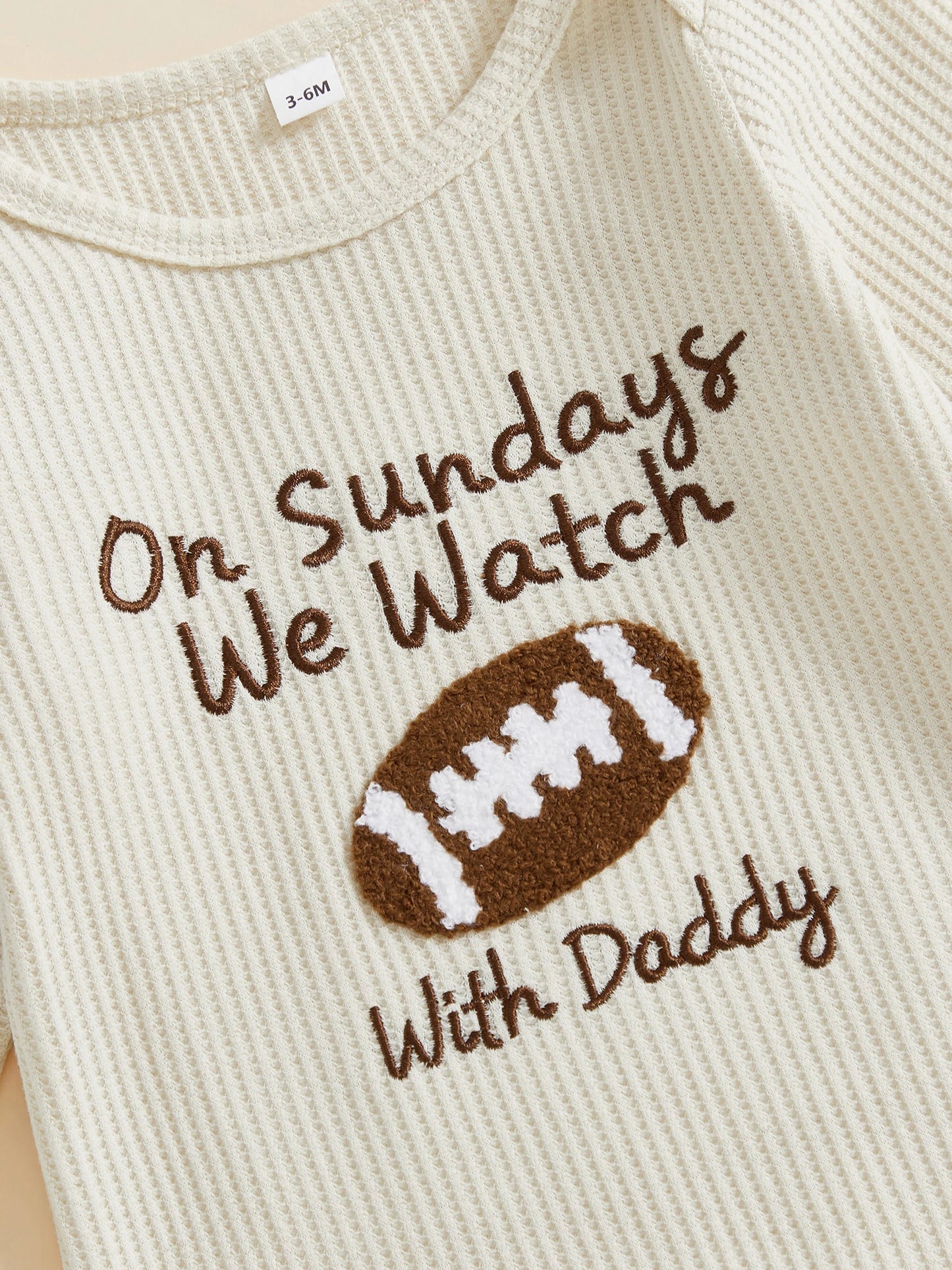 Newborn Baby Football Romper with Hat - Letter Embroidery Long Sleeve Full Length Jumpsuit