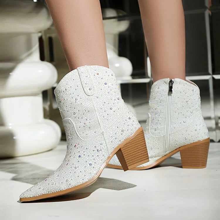Pearl Pointed Toe Ankle Boots