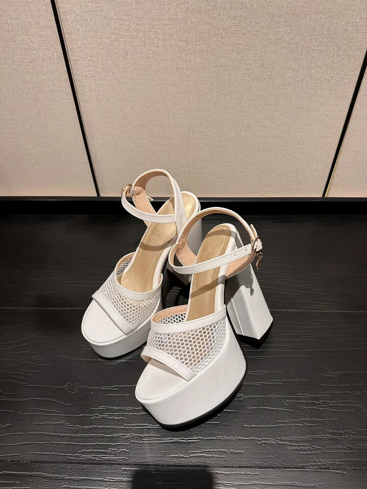 Women's Butterfly Rhinestone Thick Heel Sandals - Open Toe Party Shoes