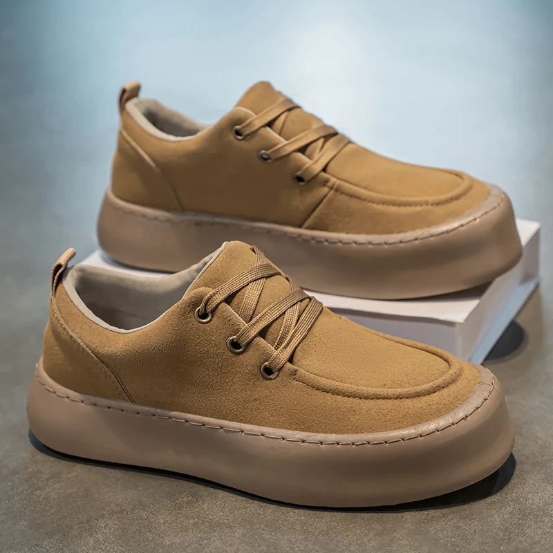 Men's Platform Suede Shoes Lace Up Shoes