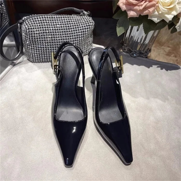 Women's Pointed Stiletto Sandals - One-Line Buckle Strap High Heels