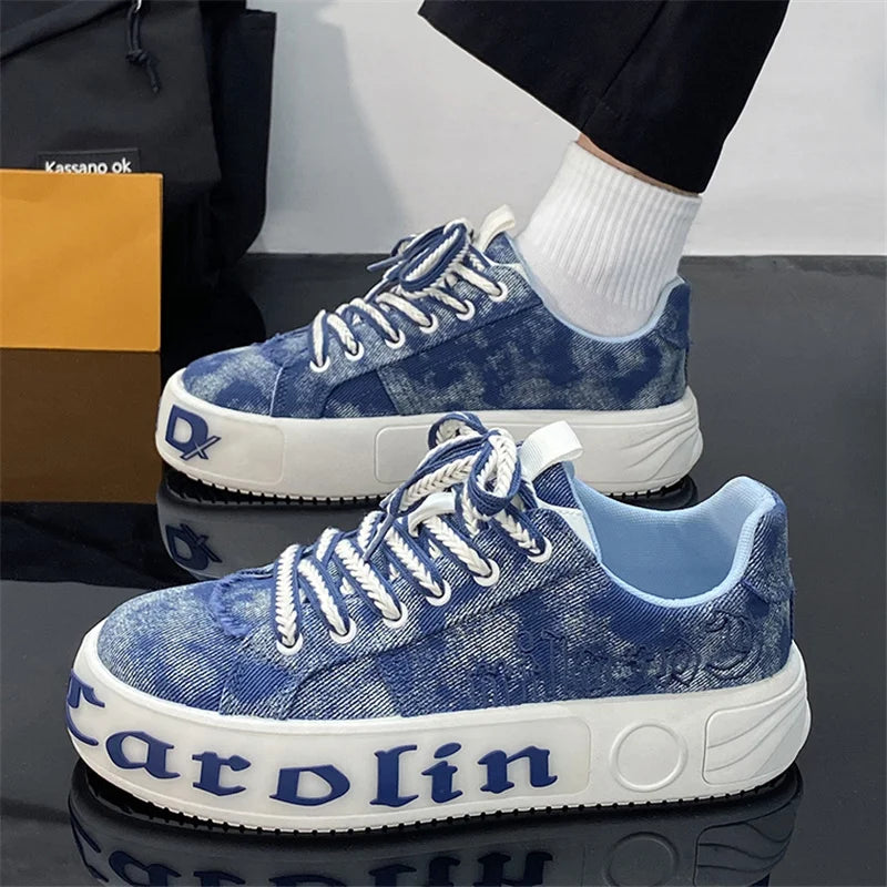 Men's Sneakers Platform Vulcanized  Denim Design Skateboard  Shoes