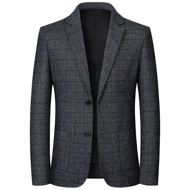 Men's Plaid  Turn Down Collar Blazer