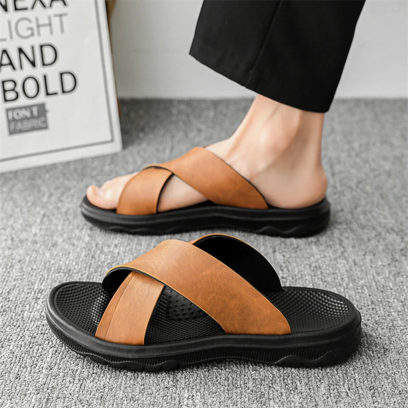 Men's Summer Slides Crossover Slippers Sandals