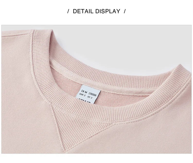 Women's Basic Round Neck Sweatshirt - Loose Fit Minimalist Pullover