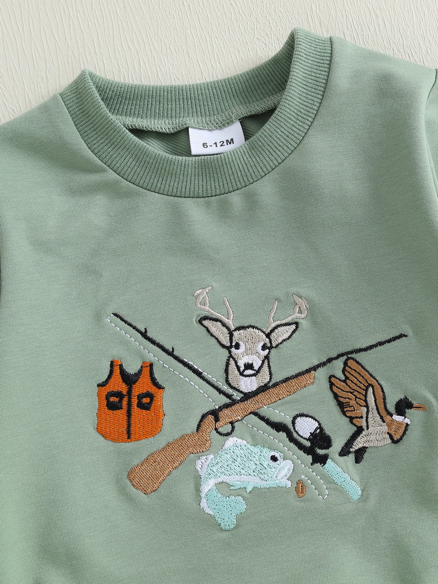 Infant Baby Boy 2-Piece Fall Clothes Set - Animal Embroidery Sweatshirt & Pants (0-3Y)