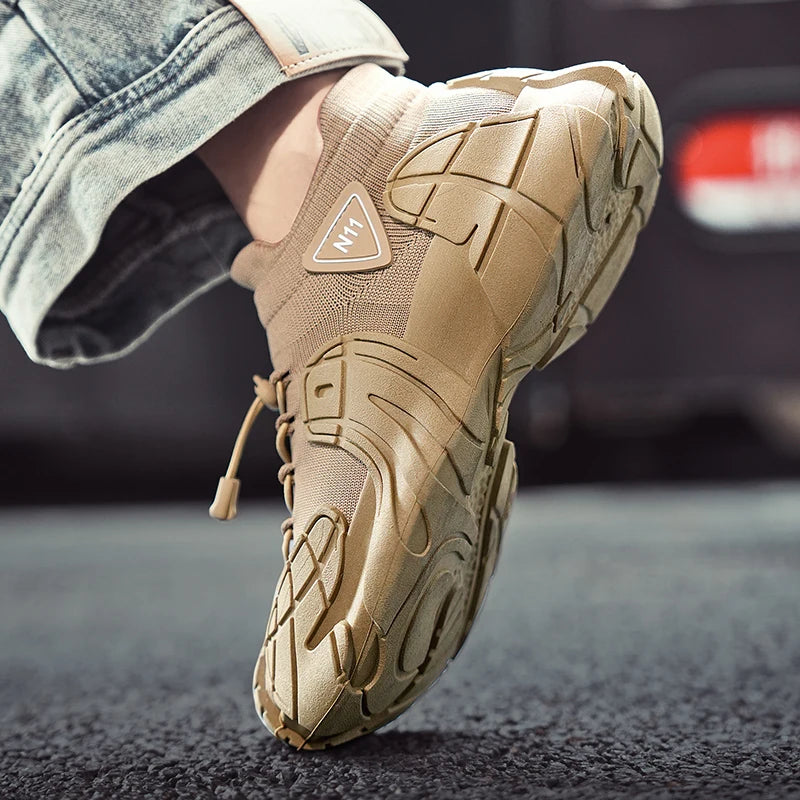 Men's Sports  Mesh Running Sneakers Slip On Comfortable High Top Lace Up Sneakers