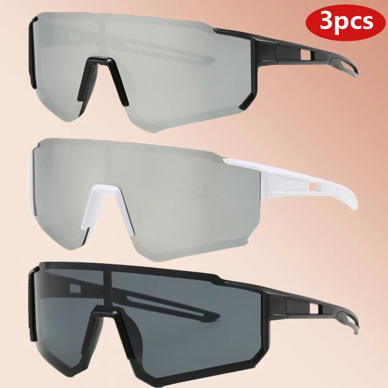 3 Pack Classic Outdoor Sport Sunglasses - Large Frame Unisex Integrated Goggles