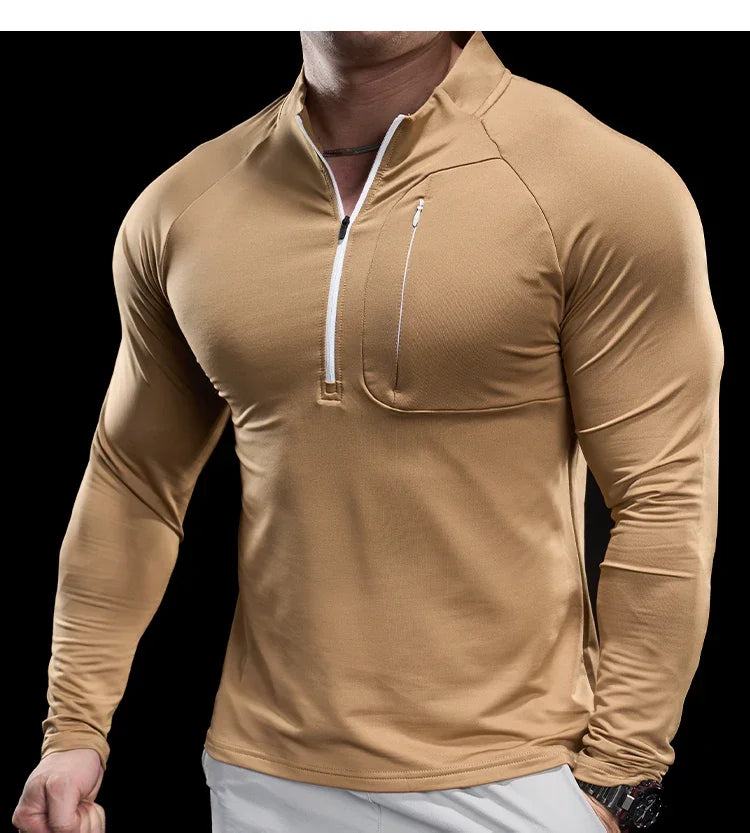 Men's Gym Fitness Quick Dry  Running Sport Long Sleeves Trackwear  Bodybuilding Training Top