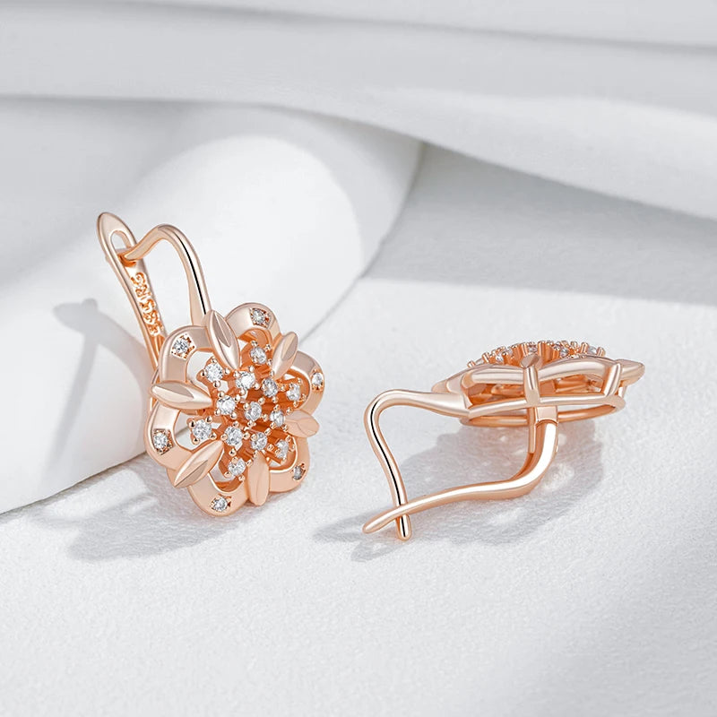 Crystal Flower Ethnic Bride Drop Earrings