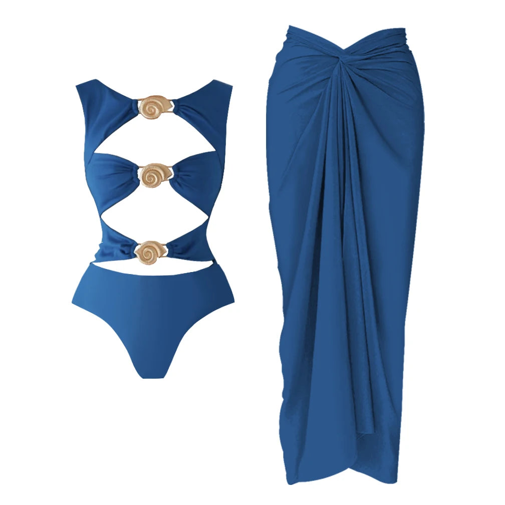 Cut-Out Swimsuit with Skirt - Bikini Dress Set