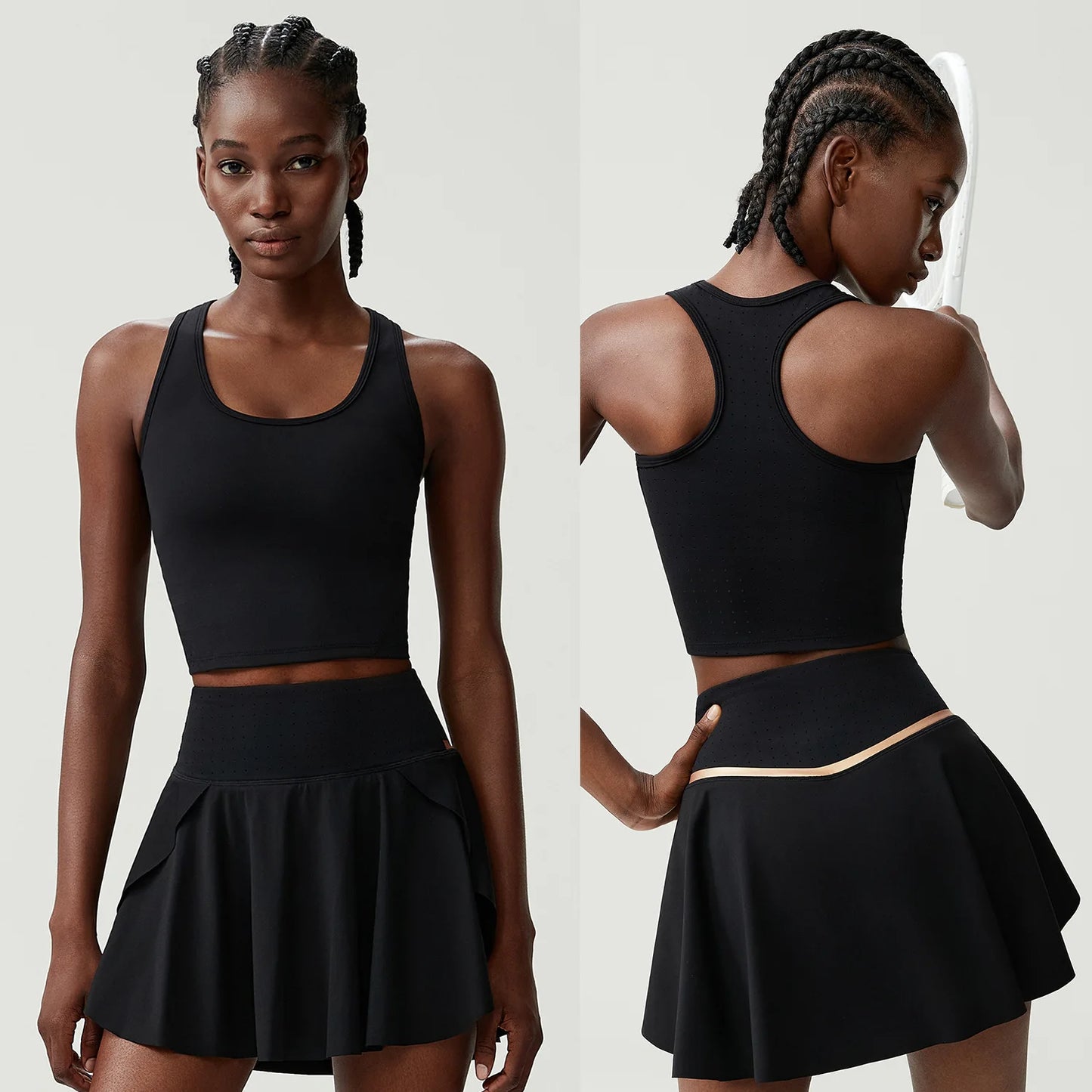 Women's Two Piece Tennis Skirt Set - Soft Stretchy Outdoor Running Suit