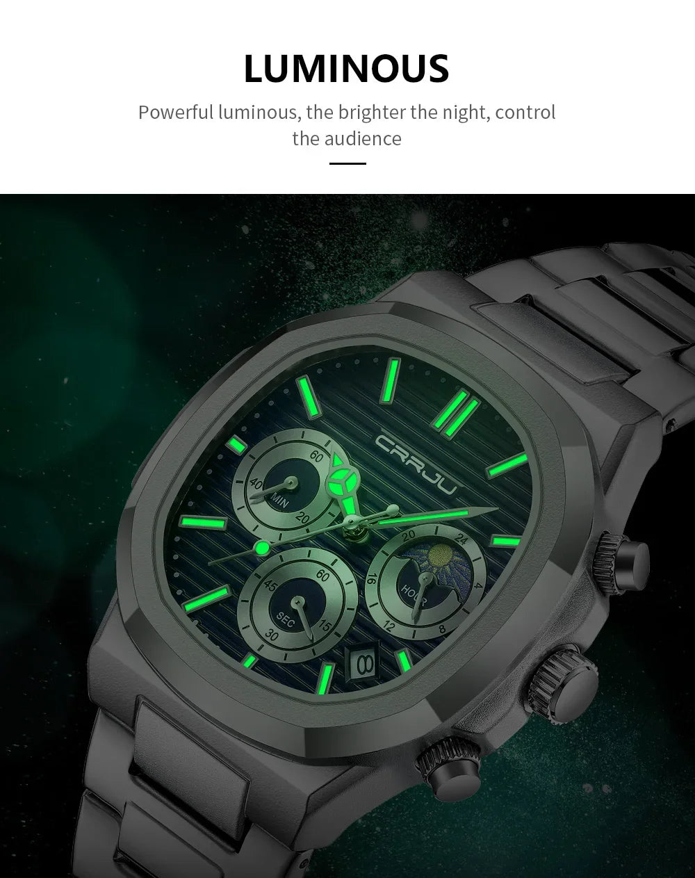 Men's Waterproof Pilot Chronograph Watch - Luminous Stainless Steel Timepiece