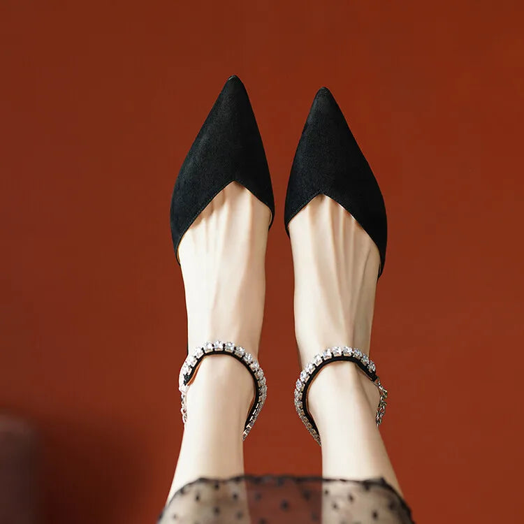 Women's Pointed Toe Rhinestone Wedding Sandals - Bowknot Pendant Pumps