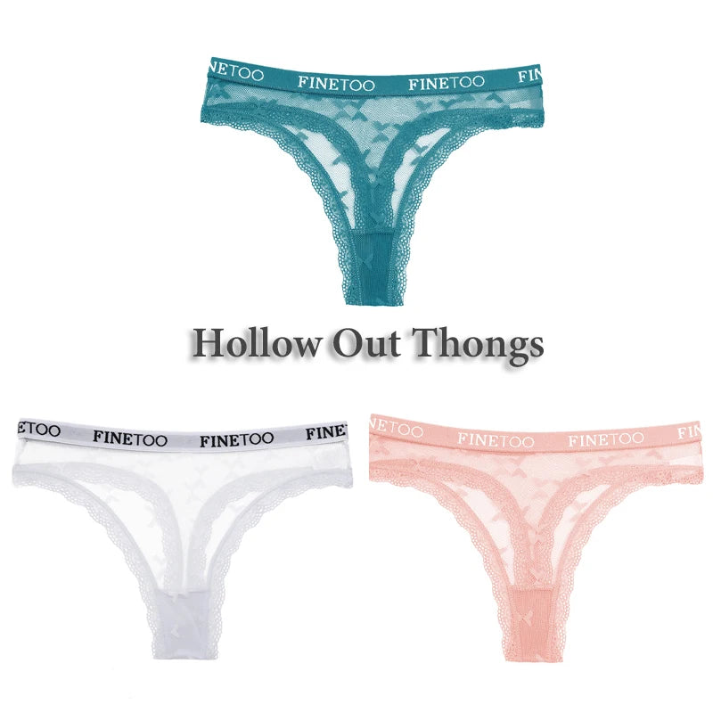 Women's Lace Thong Lingerie 3-Pack