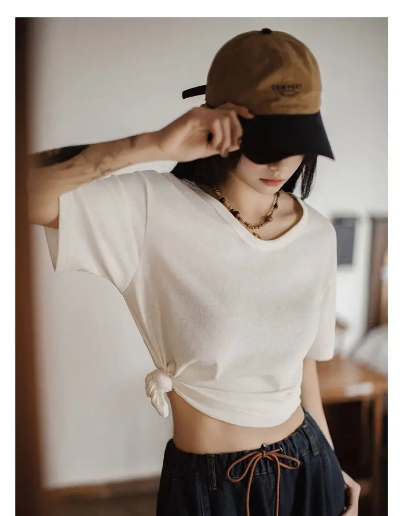 Women's Casual White T-Shirt - Lightweight Loose Fit Summer Top