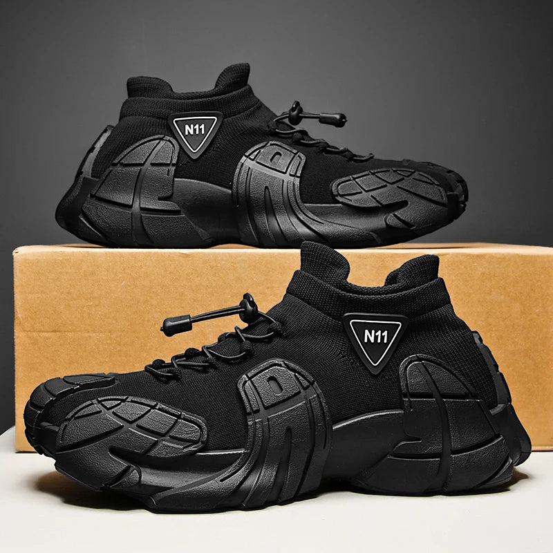 Men's Sports  Mesh Running Sneakers Slip On Comfortable High Top Lace Up Sneakers