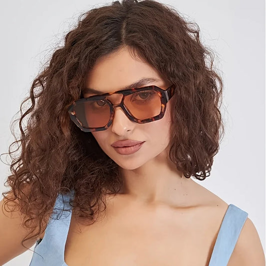 Women's 2pcs Set Fashion  Retro Square UV Resistant  Sunglasses
