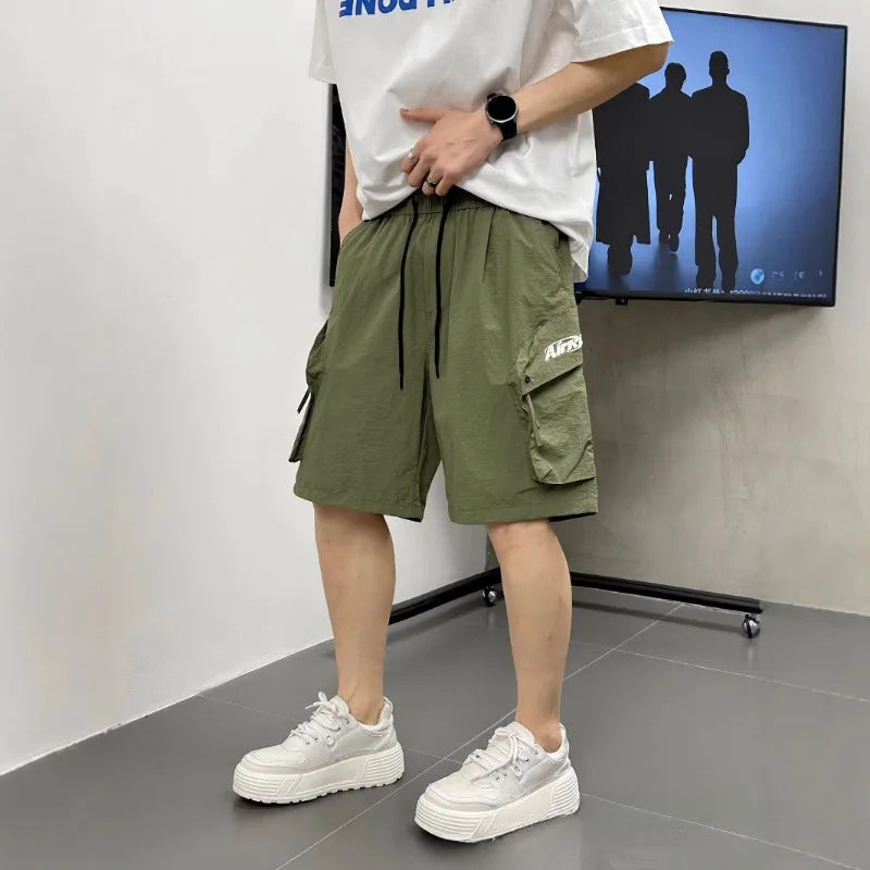 Men's Casual Cargo Shorts Knee Length Summer Drawstring Shorts