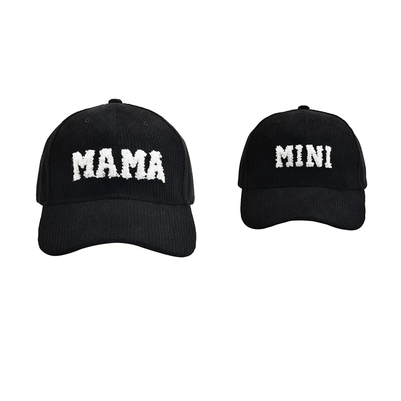 Parent-Child Kids Adult Hats Leopard/Letter Printed Corduroy Baseball Caps Outdoor