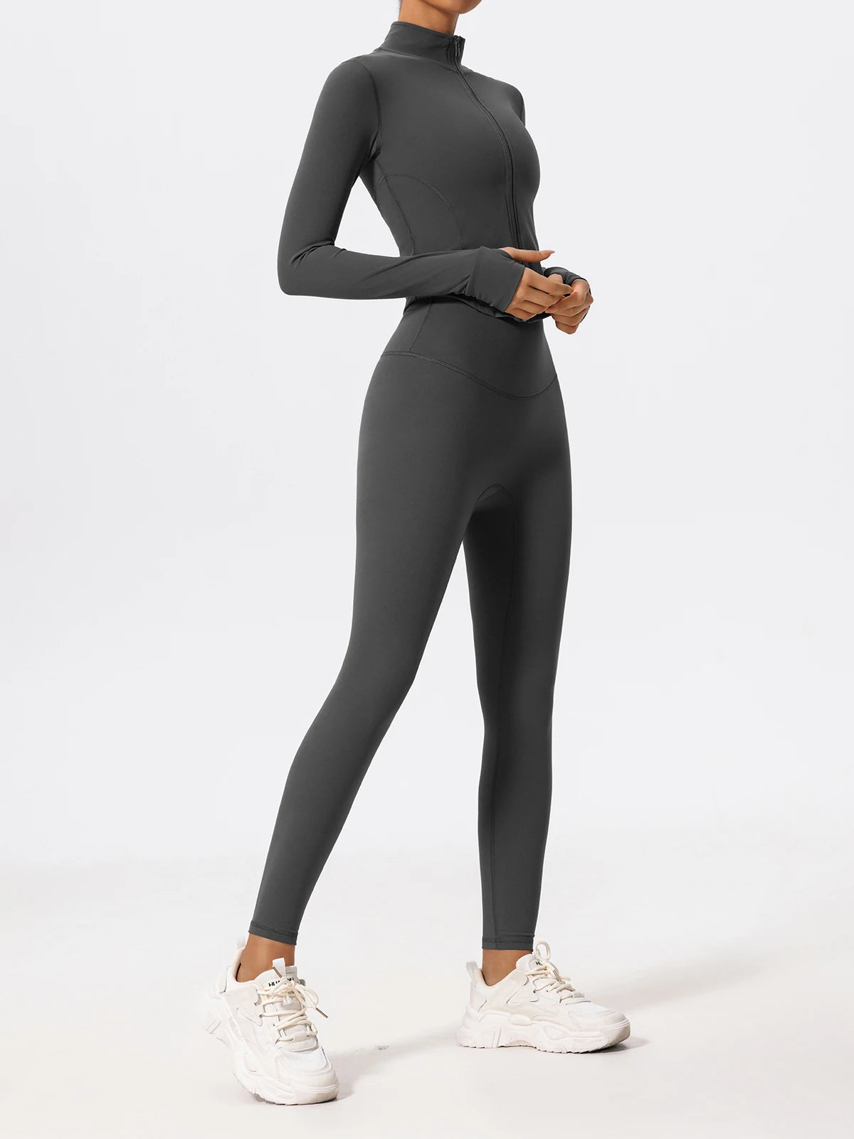 Ultra-Soft 2-Piece Gym Set - Long Sleeve Jacket & High Waist Leggings