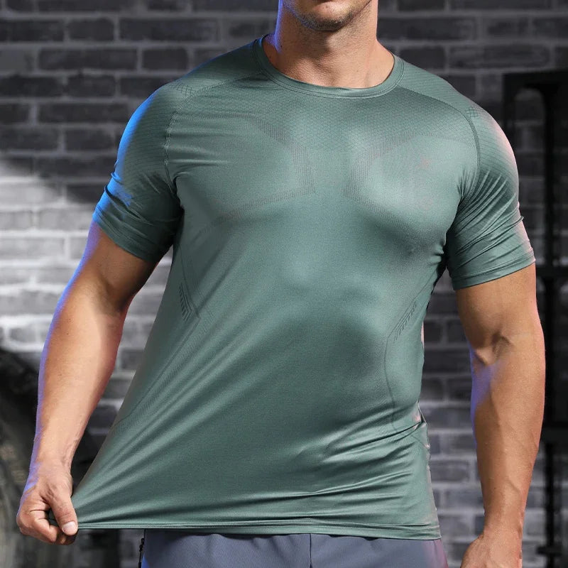 Men's Short Sleeve Breathable Gym Fitness Muscle Fit Shirt Yoga Running T-shirt