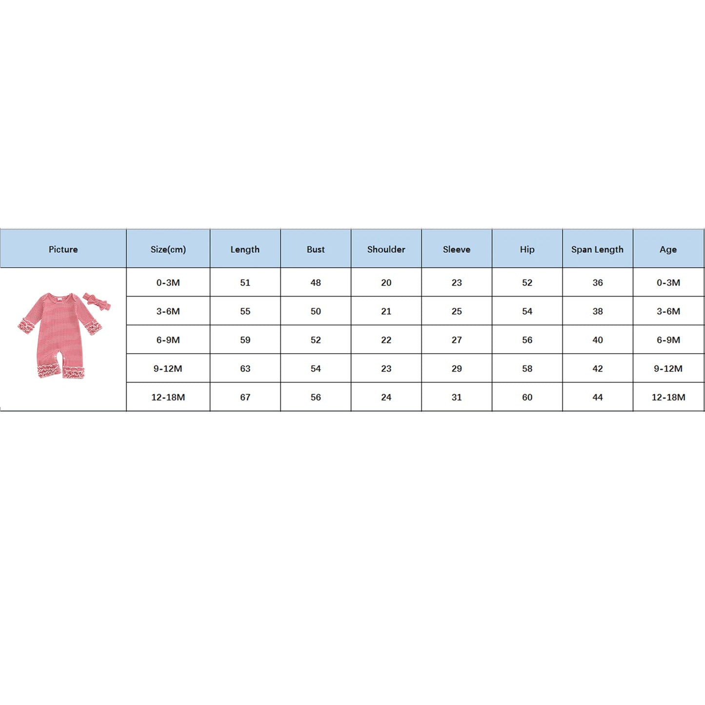 Baby Girls Striped Romper Outfit - Long Sleeve Full Length Jumpsuit with Bow Headband (0-18M)