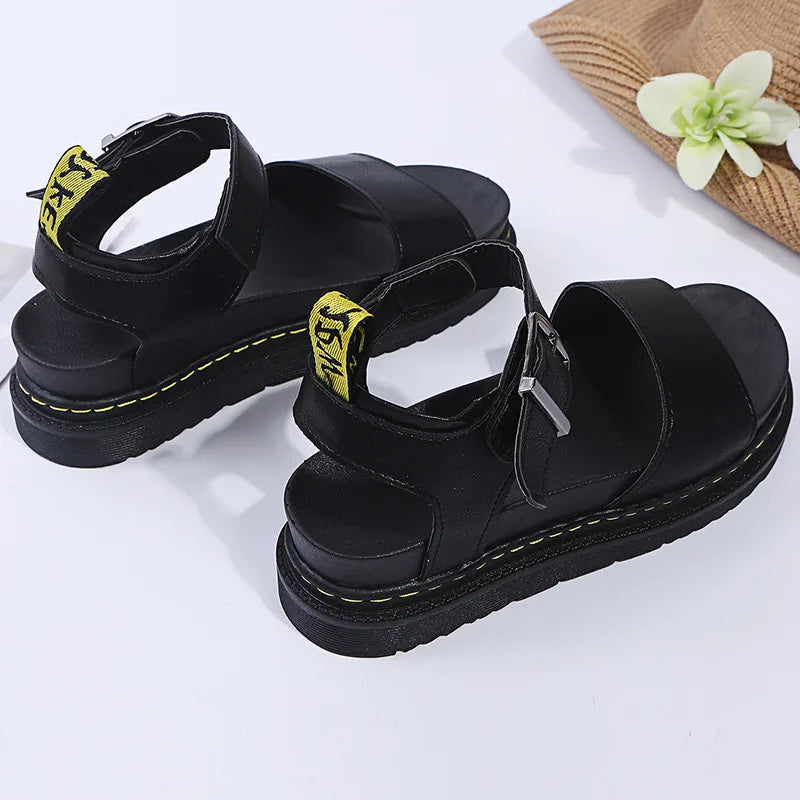 Women's Ankle Strap PU Thick-soled Soft Buckle Sandals