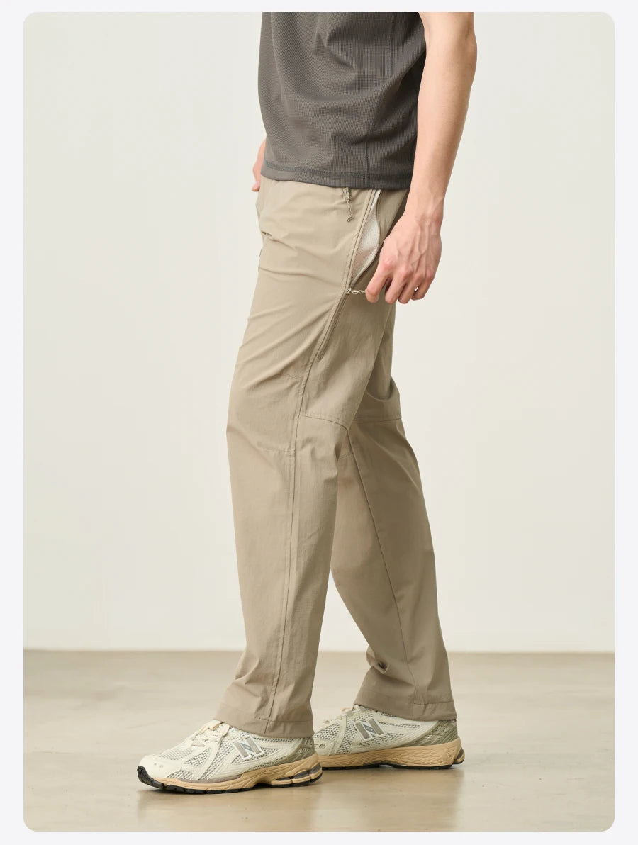 Men's Soft Shell Elastic Nylon Pants - 170gsm Loose Straight Trousers