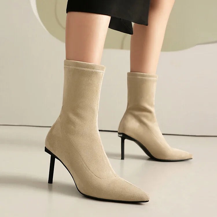 Suede Elastic Ankle Boots