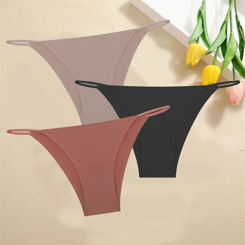 3-Pack Seamless Low Waist Bikini Briefs - Comfortable Stretch Underwear