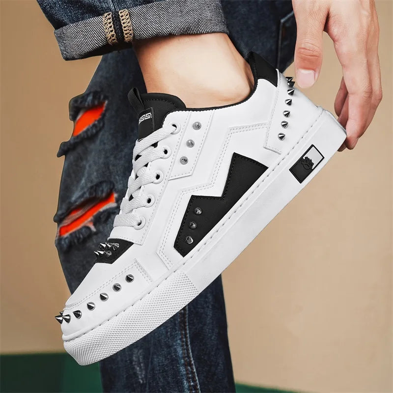 Men's Rivet Design Sneakers - Casual Sports Trainers