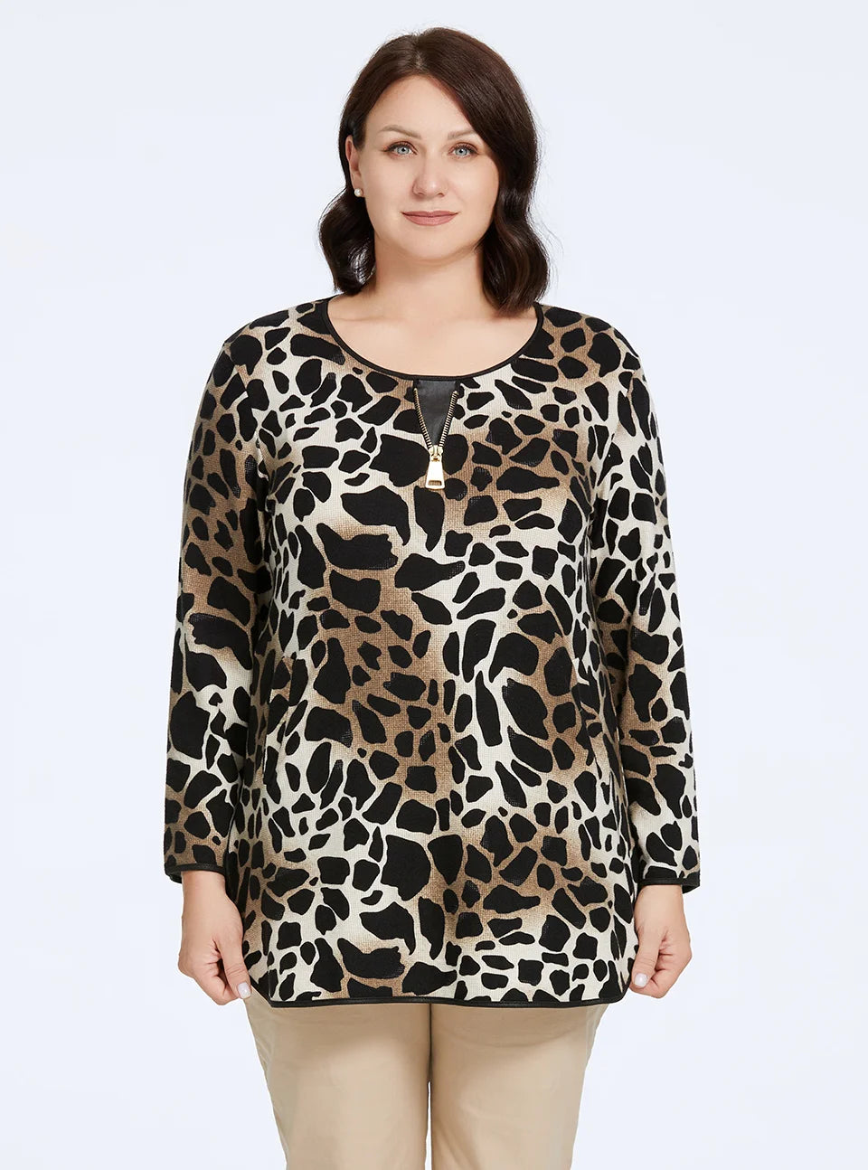Women's Oversized Graffiti Print Fleece Top with Silver Trim