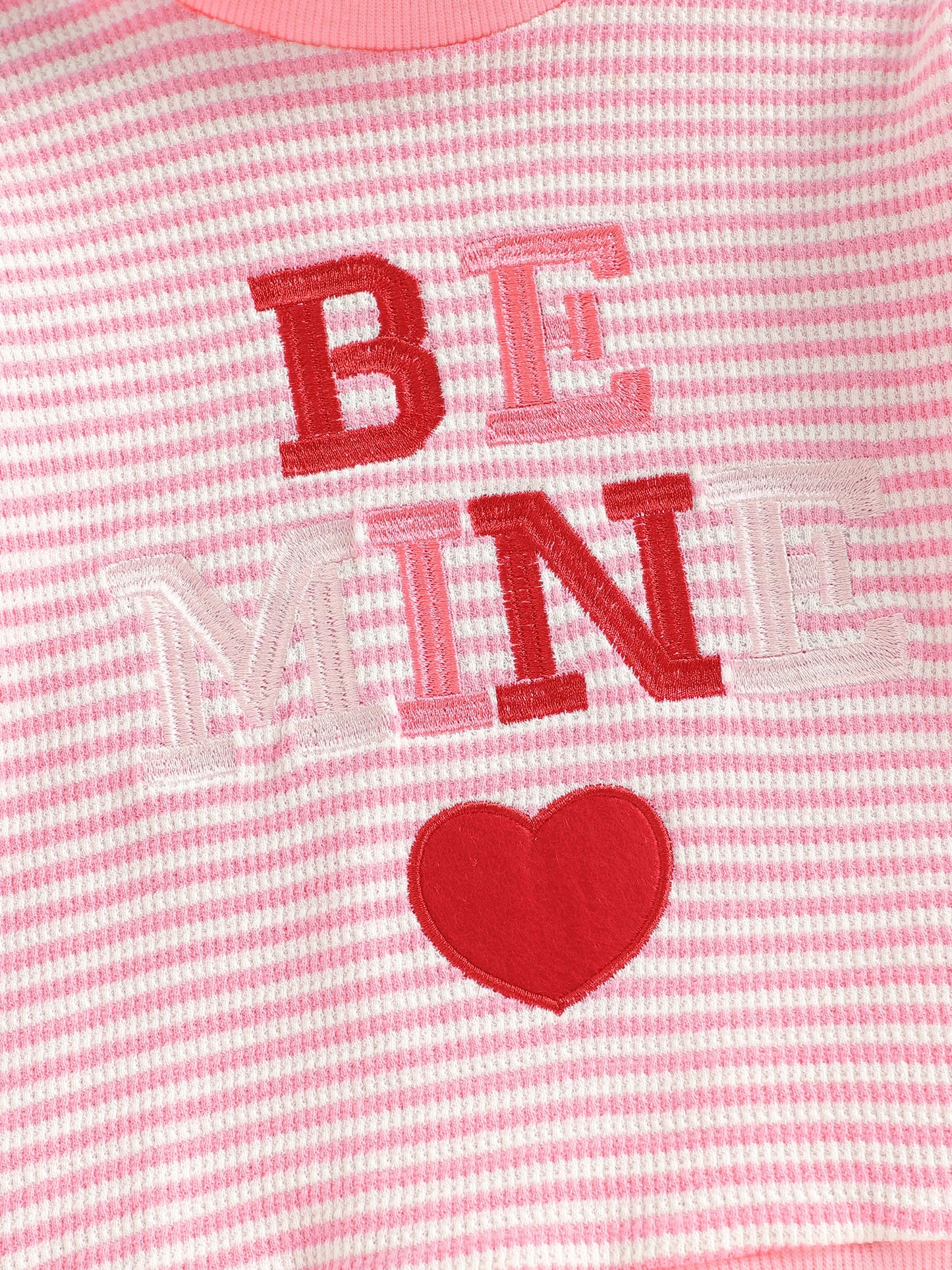 Baby Girls Valentine's Day Striped Heart Embroidery Long Sleeve Pullover and Pants Set