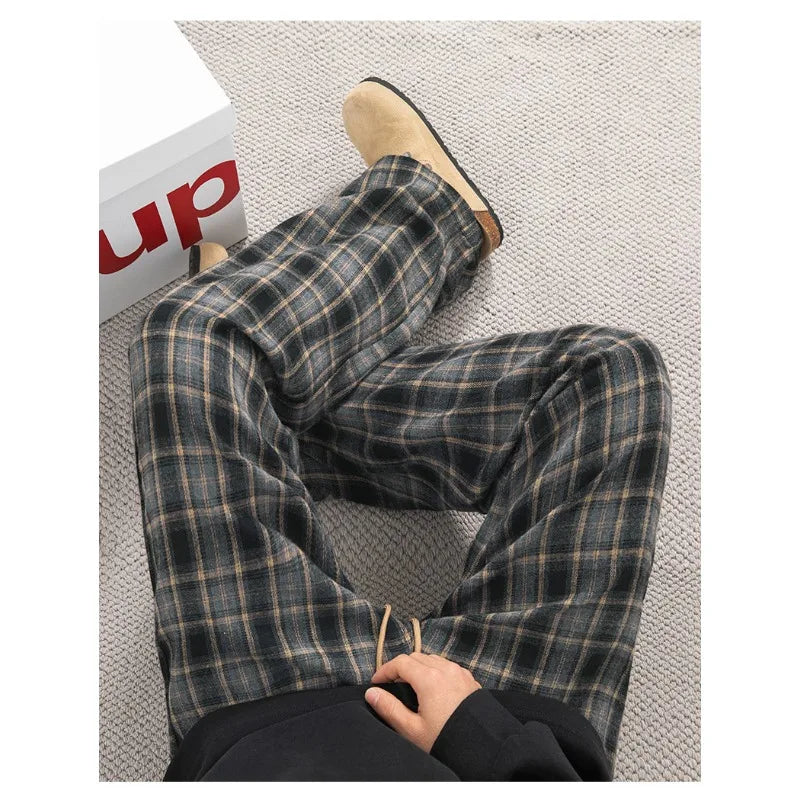 Men's Plaid Casual Trousers - Loose Straight Fit