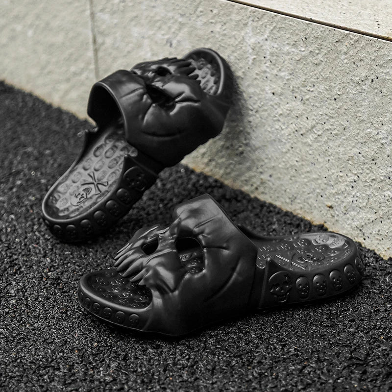 Men's Skull Design Slippers - Non-Slip Beach Sandals Slides