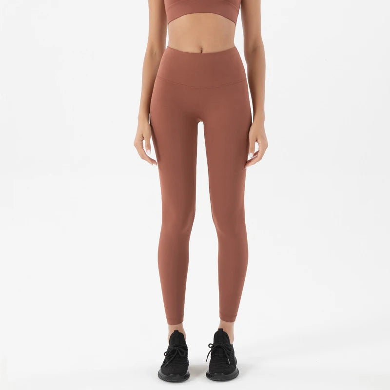 High Waist Nylon Yoga Leggings - Breathable Fitness Tights