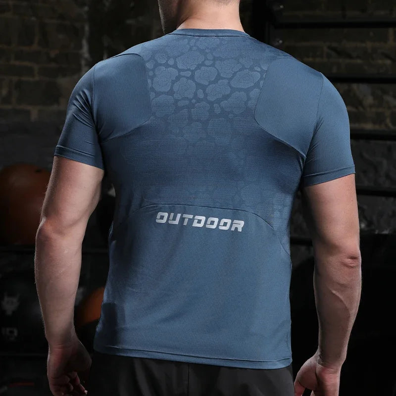 Men's Running Compression Dry Fit Short Sleeve Sport  Gym Fitness Jogging Sweatshirt Athletic T-Shirt Top
