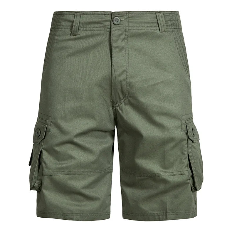Men's Cotton Cargo Shorts - Multi Pocket Knee Length Summer Shorts