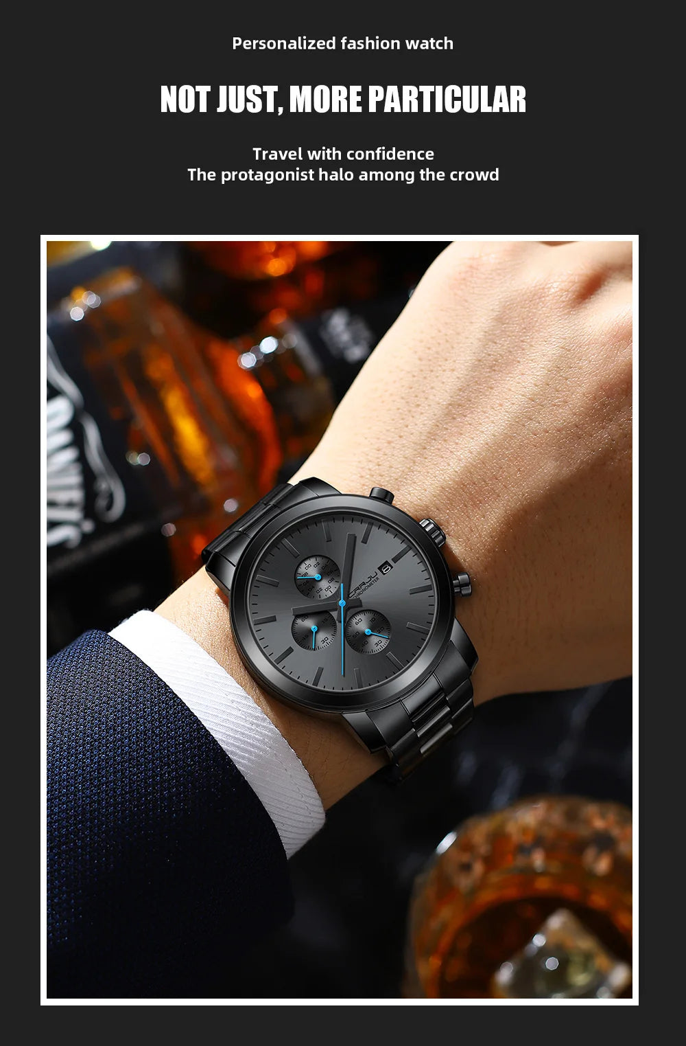 Stainless Steel Chronograph Watch - Luxury Waterproof Business Watch