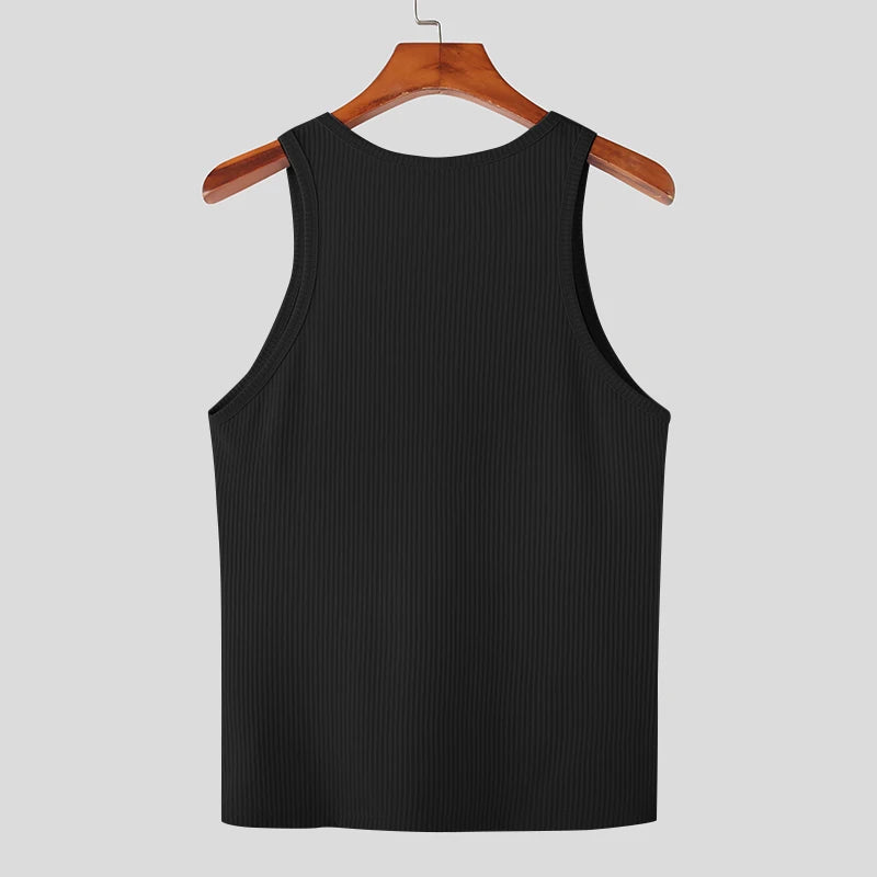 Men's Tank Top Solid Colour Round Neck Sleeveless Summer Vest